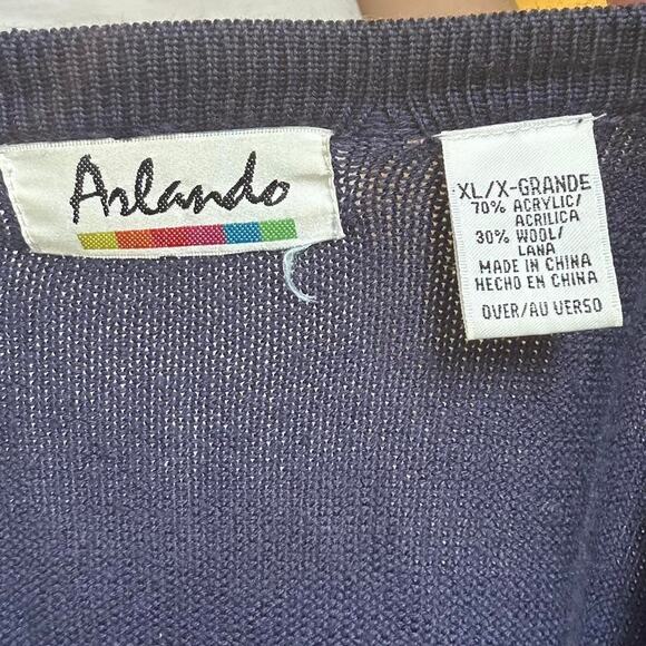 Arlando chunky navy blue knit cardigan with gold buttons size XL - Picture 4 of 5